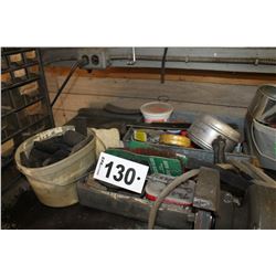 SMALL CABINET & CONTENTS & MISC ON WORK COUNTER