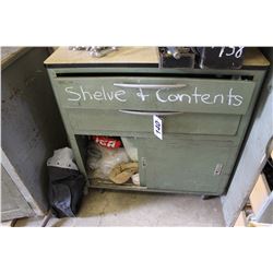 GREEN SHELF & CONTENTS