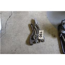 OLD CRESENT WRENCH & 2 SNIPS