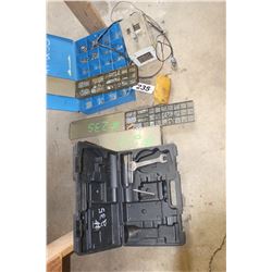 BLUE CAB, CHARGER, 2 SMALL CABINETS & BLACK BOX