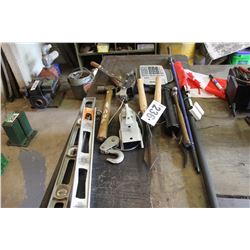 COME-ALONG, FLAGS, LEVELS, & HAMMERS