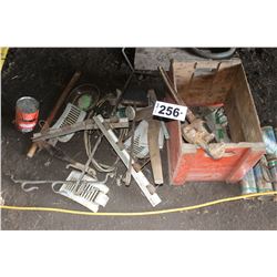 FIREPLACE TOOLS, AXE, APPROX. 16 CANS OF RADIATOR CONDITIONER
