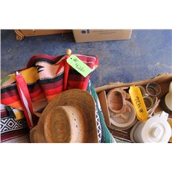 STRAW HATS, MEXICAN BLANKETS, & DISHES