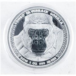 2016 5000 Francs Congo Silverback Gorilla 1oz Coin