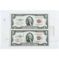 Lot (2) USA 1953A Red Seal 2.00