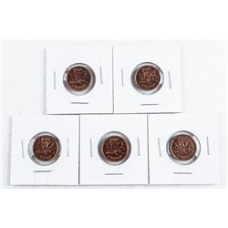 Lot (5) Canada 1950 1 Cent Coin - AU-UNC AVG CAT to 5.00 each