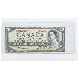 Bank of Canada 1954 20.00 Note. Devil's Face. (VG)