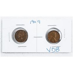 Pair 1909 US Cents: Indian Head and Lincoln VDB