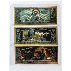 Group of (3) Batman 24kt Gold Collector Notes in Colour