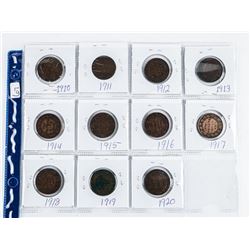 Group (11) Canada Large Cents: 1910-1920 over 100 Years
