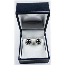 MM 925 Silver, Grey Swarovski Pearl Studs with Swarovski Elements