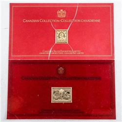 Lot (2) 24kt Gold/Sterling Silver Postage Stamps