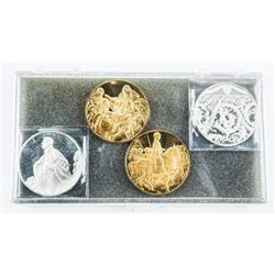 Group (4) 925 Sterling Silver with 24kt Gold Plated, Artistic Medals