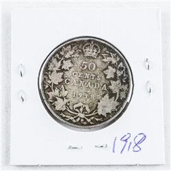 Canada George V Silver 1918 50 Cent Coin