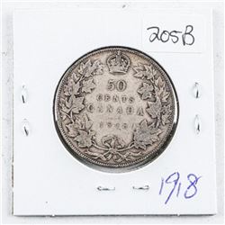 Canada George V Silver 1918 50 Cent Coin