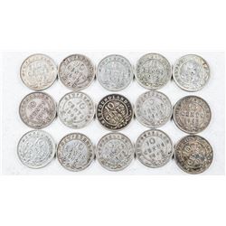 Group (15) NFLD 925 Silver 10 Cents Mixed