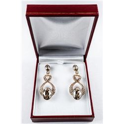 MM Custom Designer Earrings Champagne Swarovski Elements - 2 Tier with Bezel Set Ovals