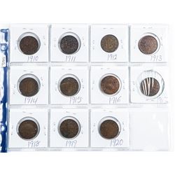 Group (11) CANADA Large Cents: 1910-1920