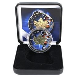 24k Gold Over .999 Fine Silver Colourized Canada Silver Maple - Skull.