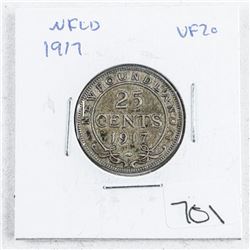 1917 NFLD 25 Cent VF20
