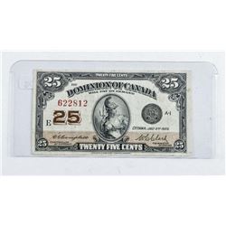 Dominion of Canada 1923 25 Cent Note. (VF) C/C