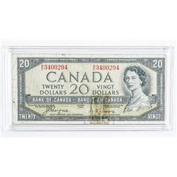Bank of Canada 1954 20.00 Note Devil's Face. C/T