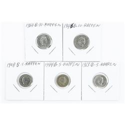 Lot (5) 5-10 Rappen Coins (IR)