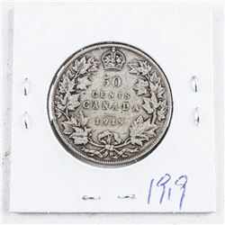Canada George V Silver 1919 50 Cent Coin, over 100 Years