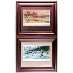 Group of (2) Canada Post - Litho's 'Fly Fishing' Gallery Framed. 12x14"