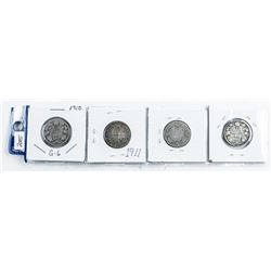 Group (4) Canada Silver 25 cent: 1910,1911,1912,1913