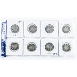 Group of (8) Silver CANADA 25 Cent: 1930-1966
