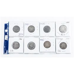 Group of (8) Canada Silver 25 Cent