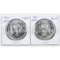 Lot (2) 1965 CANADA Silver Dollars: SB/B5, LB/B5 AU55-MS62