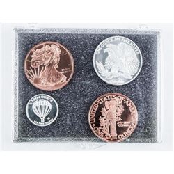 Group of (4) Bullion .9999 Fine Silver and Copper Coins and Rounds