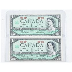 Lot (2) 1867-1967 1.00 B/R AU-UNC