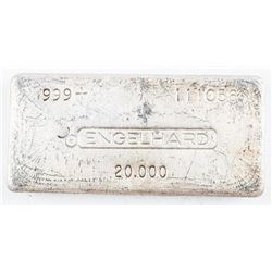 Vintage Investment Bullion Bar, Engelhard .999 + Fine Silver Hand poured 20oz Bar serialized (SMRR