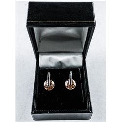 925 Silver Stud Style Earrings. Bezel Set, Champagne Swarovski Elements