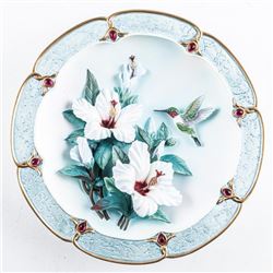 Bradford Collector Plate COCT 1999, 'Rose Coloured, Dawn' by 'Lena Liu' 3-D Sculptured with Hand S