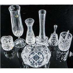 Group (7) Crystal Vases, Ashtray, Bell etc (SXM)