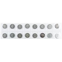 Group (16) Early Canada Silver 10 Cents