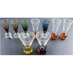 Group (9) Crystal Glass Shot Glasses
