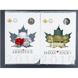 Lot (2) RCM 2018 & 2019 Armistice Special Issue UNC Coin Folios