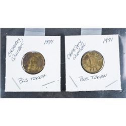 Les Autobus Yvan Lot (2) Transportation Tokens 1971