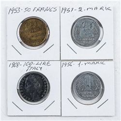 Lot (4) Coins - France, Germany, Italy etc