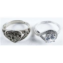 Group (3) Estate Sterling Silver Rings. Size 7.5-8