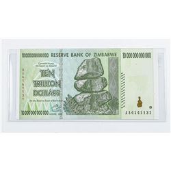 Reserve Bank of Zimbabwe Ten Trillion Dollars with Serial Numbers