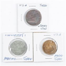 Group (3) Vintage Tokens, 'Parking and Literary'