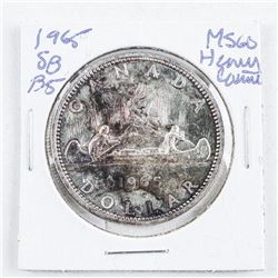 1965 Canada Silver Dollar. MS60/Heavy Cameo. SB/P5