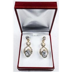 MM Designer 2 Tier Earrings, 18kt / 925 Silver Figure 8 Design. Swarovski Elements