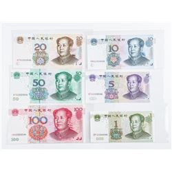 CHINA 6 Note Collection. All with Same Last 3 Serial Number Digits. GEM UNC
